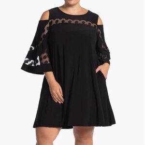Nina LeonardJewel Neck Cold Shoulder Three-Quarter Sleeve Dress - Plus Size (3X)